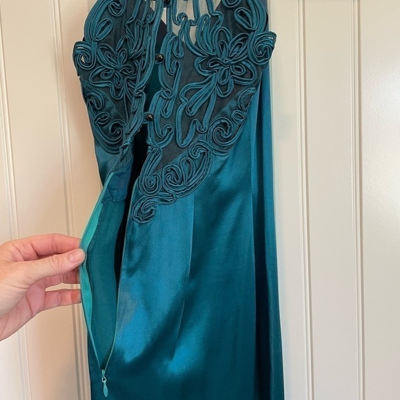 Vintage Gunne Sax green 90’s slip dress with slit formal coctail size Small - Picture 2 of 10